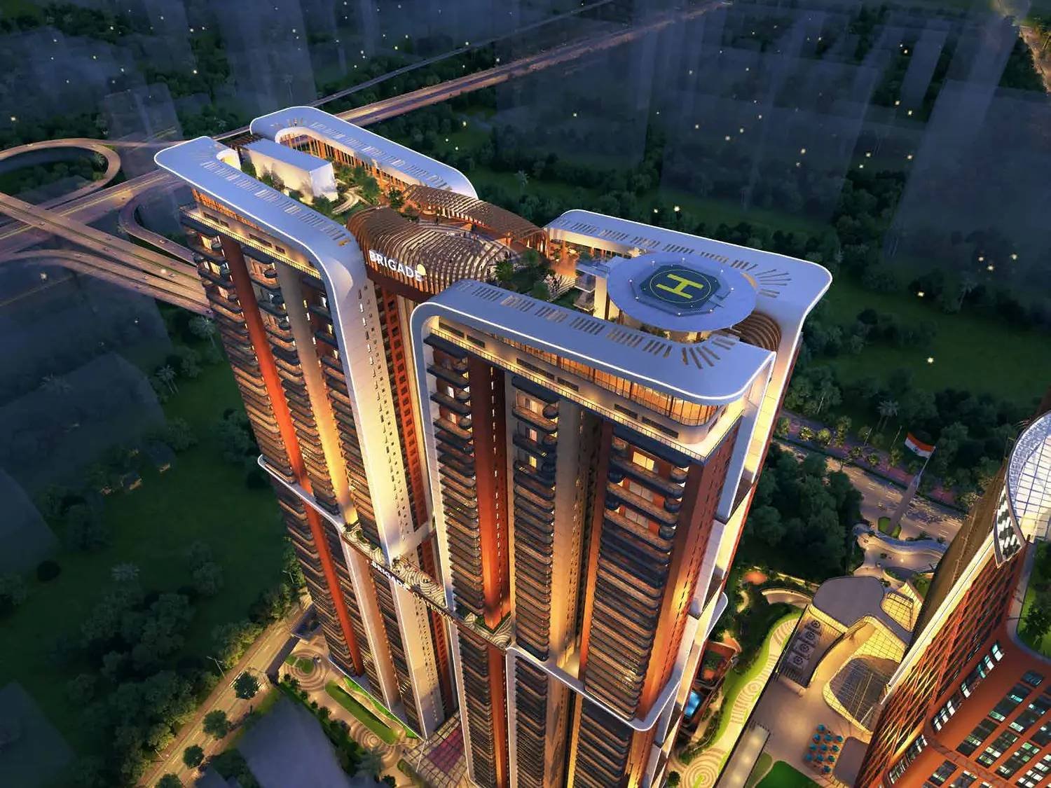 Premium arrival lobby at Brigade Gateway residences