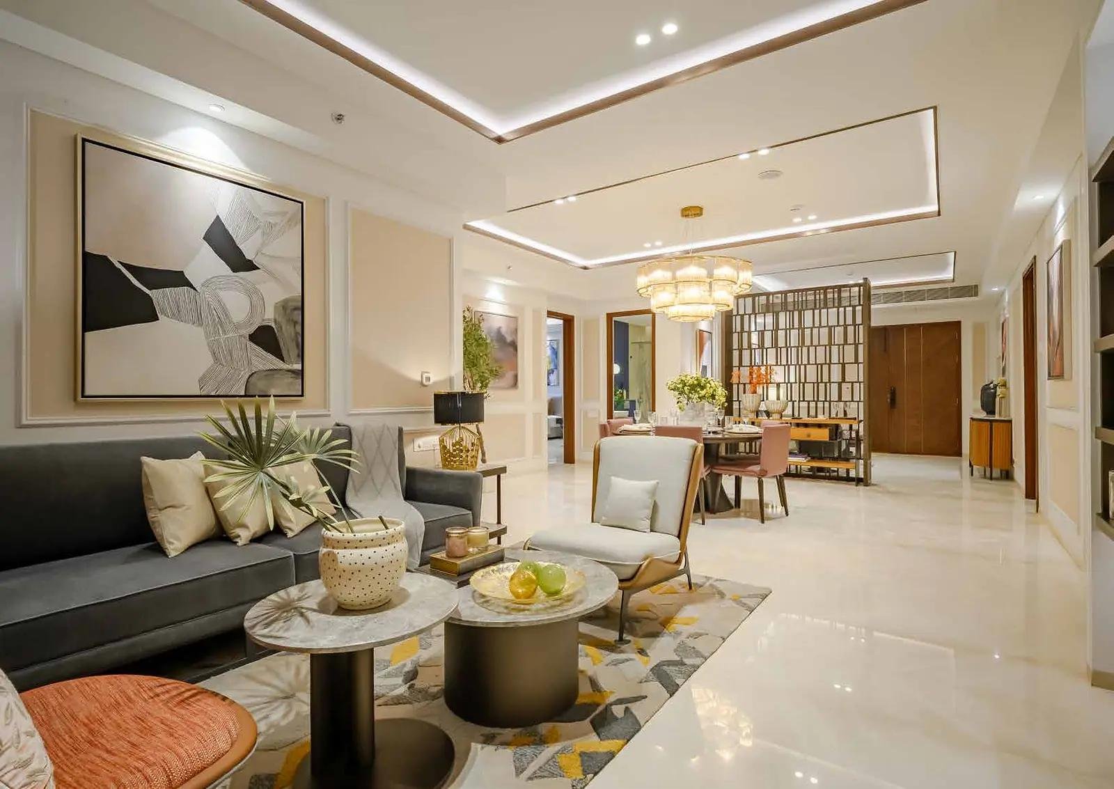 Actual Brigade Gateway show-flat living and dining area