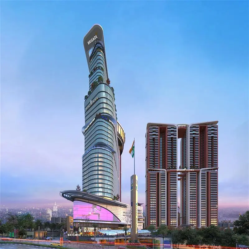 Architectural render of Brigade Gateway towers
