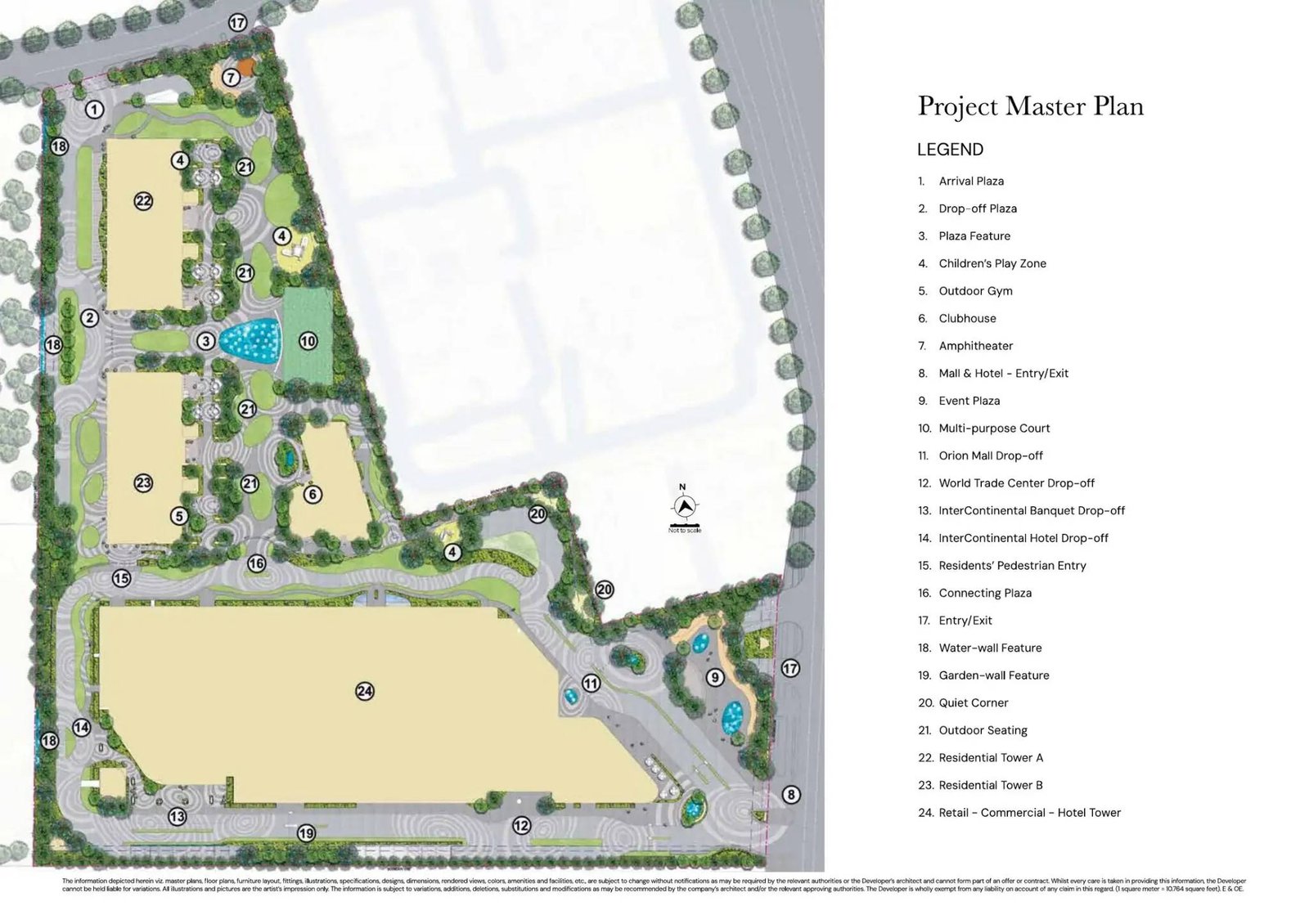 Brigade Gateway project master plan showing residential, retail, commercial and hotel areas
