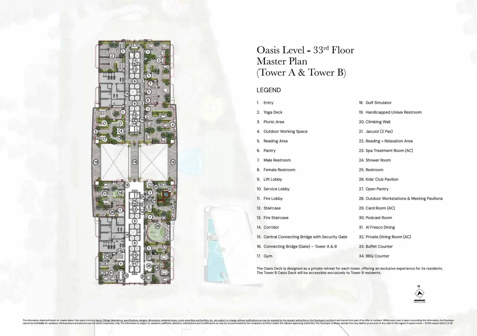 Oasis amenity level master plan on the 33rd floor